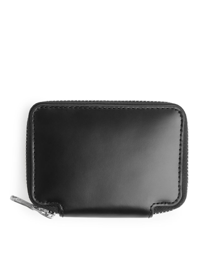 Leather Zip Wallet - Black