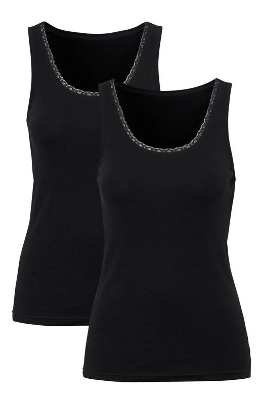 Cellbes Linne med spetskant 2-Pack Svart