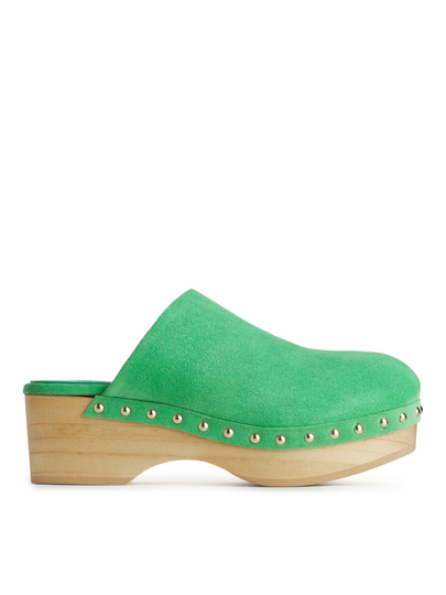 Wooden Sole Clogs - Green
