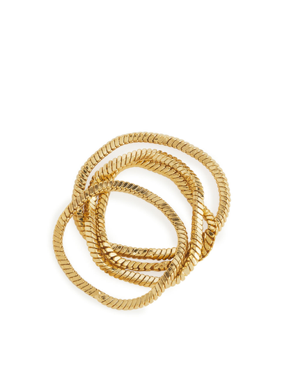 Gold-Plated Chain Ring Set of 4 - Brown