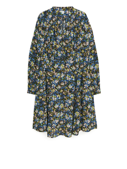 Fluid Floral Dress - Black