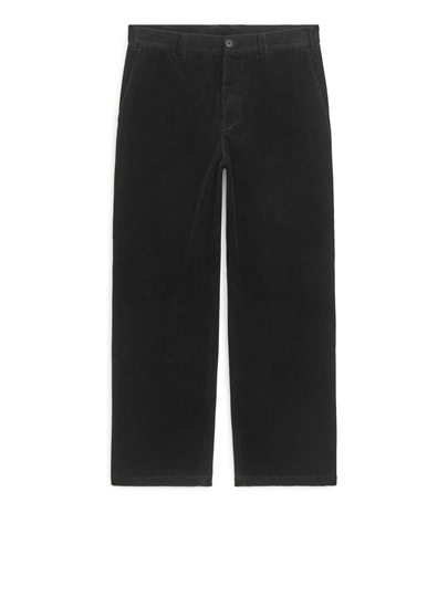 Wide Corduroy Trousers - Black