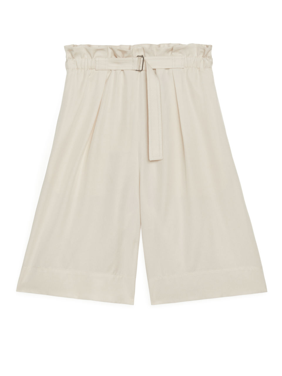 Belted Lyocell Shorts - Beige