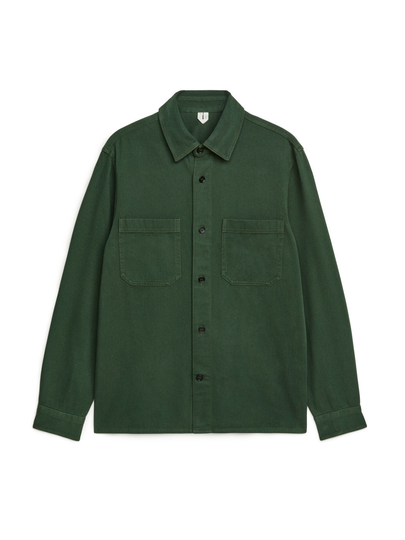 Relaxed Cotton Twill Overshirt - Green