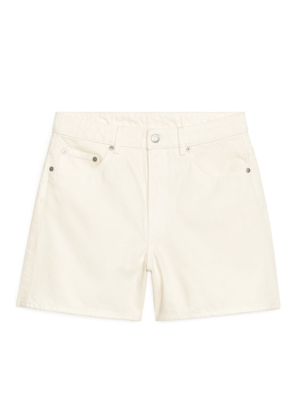 High Waist Denim Shorts - White