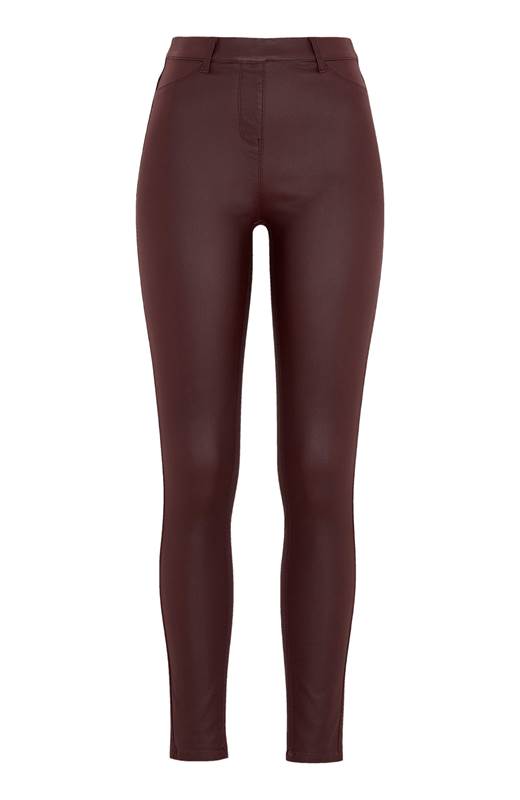 Cellbes Stretchiga treggings med vaxad yta Bordeaux