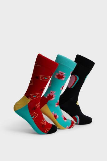 Happy Socks 3-Pack Strumpor I Love You Socks Gift Set Röd