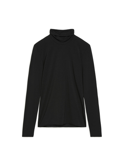 Modal Blend Roll Neck - Black
