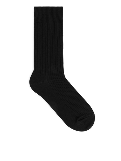 Supima Cotton Rib Socks - Black