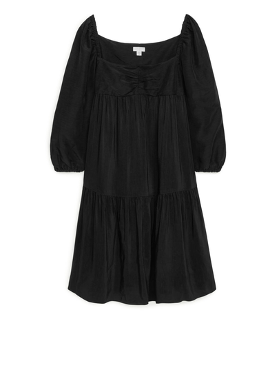 Linen Blend Dress - Black