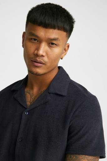 Les Deux Kortärmad Skjorta Towel SS Shirt Blå