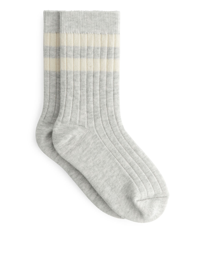 Rib Knit Socks - Grey