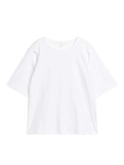 Cut-Out-Detailed T-Shirt - White