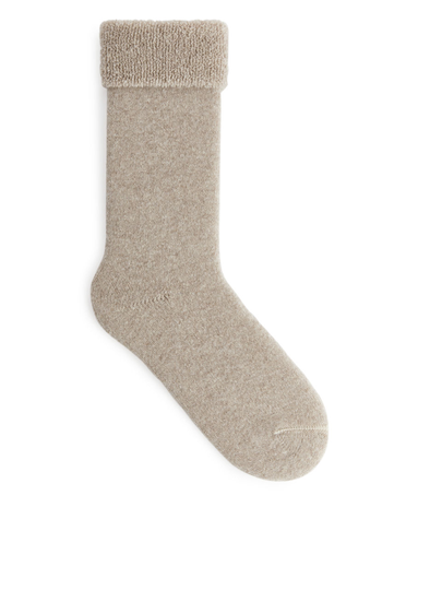 Soft Wool Terry Socks - Beige
