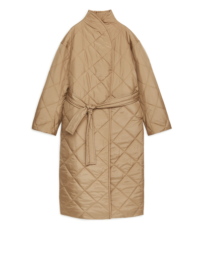 Oversized Quilted Coat - Beige