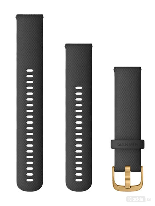 Garmin Armband med snäppspänne, Svart silikon med guldfärgade detaljer
