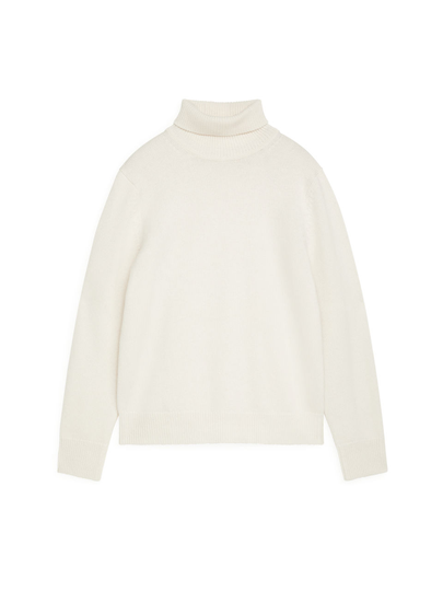 Merino Roll-Neck Jumper - White