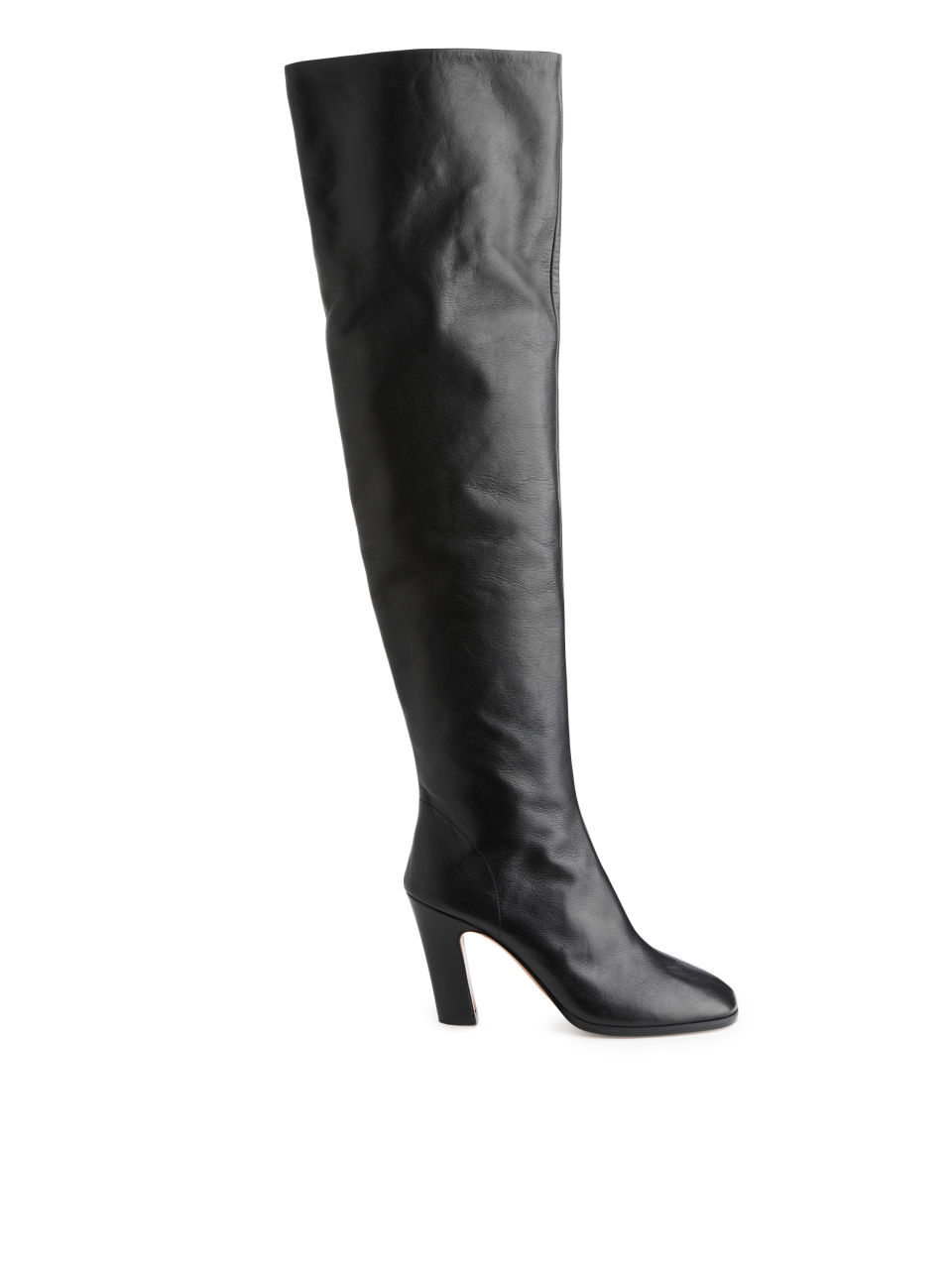 Leather Over Knee Boots - Black
