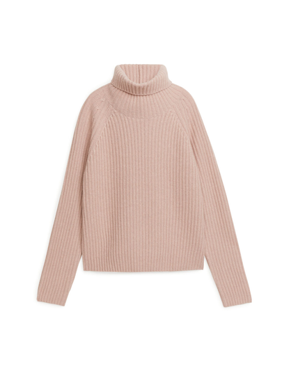 High Neck Cashmere Blend Jumper - Orange