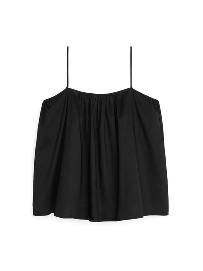 Cotton Voile Strap Top - Black