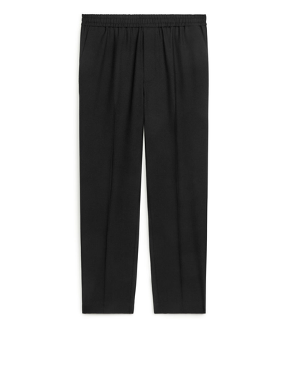 Hopsack Drawstring Trousers - Black