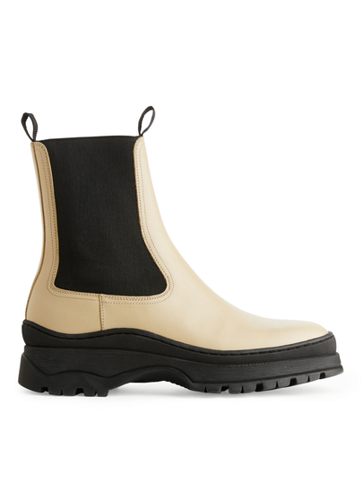 Chunky Leather Boots - Yellow