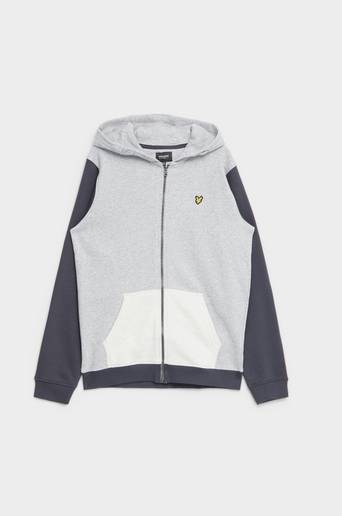 Lyle & Scott Tröja Colour Block BB Zip Thru Hoodie Grå