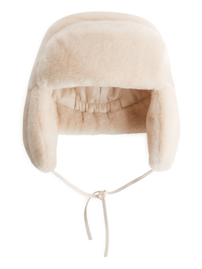 Faux Fur Trapper Hat - Beige