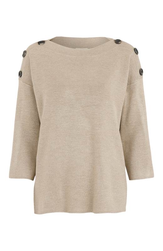 Freequent Stickad tröja Ani Beige Melange