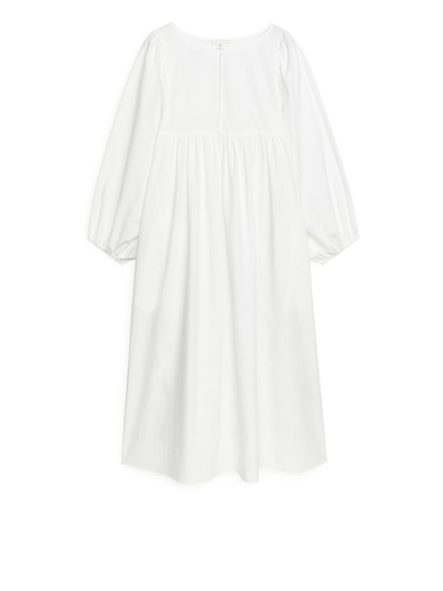 Voluminous Poplin Dress - White