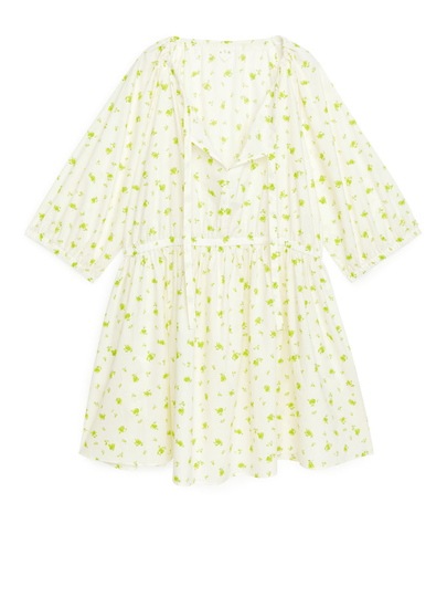 Floral Cotton Dress - White
