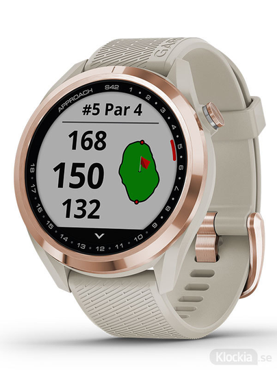 Garmin Approach S42 Roséguld med ljust sandfärgat armband 010-02572-02