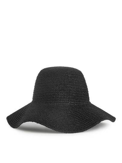 Crochet Straw Hat - Black