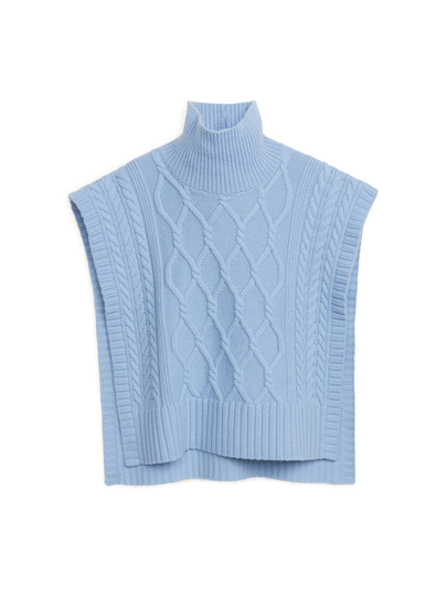 Cable-Knit Wool Collar - Blue