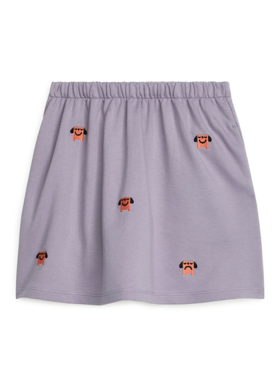 Embroidered Jersey Skirt - Purple