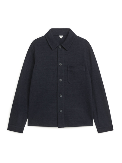 Wool Cotton Overshirt - Blue