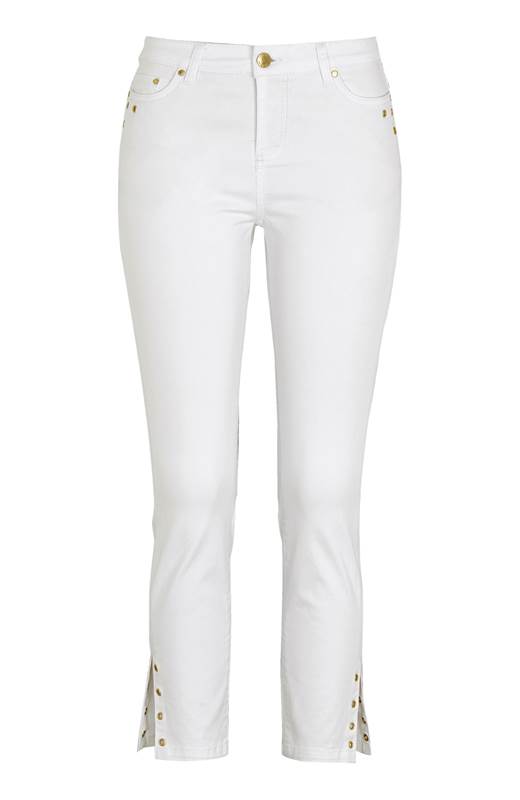 Cellbes Stretchjeans med guldfärgad öljettdekor Vit