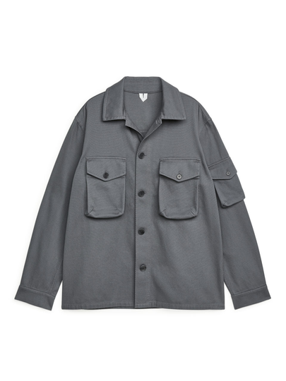 Utility Cotton Overshirt - Grey