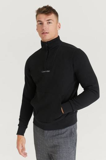 Calvin Klein Ziptröja Rib Detail Comfort Quarter Zip Svart