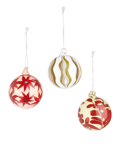 Patterned Glass Baubles - Yellow