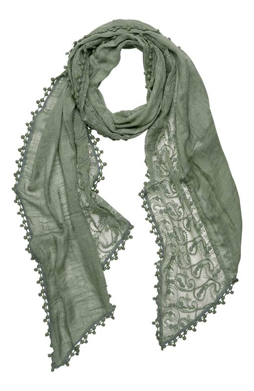 Cellbes Scarf med spets Khakigrön