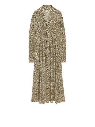 Tie-Neck Dress - Beige