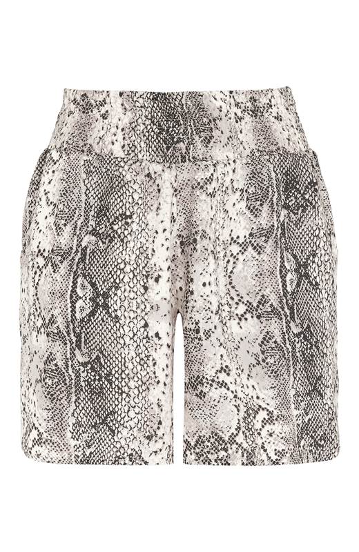 Cellbes Shorts med bred smocklinning Beige Mönstrad