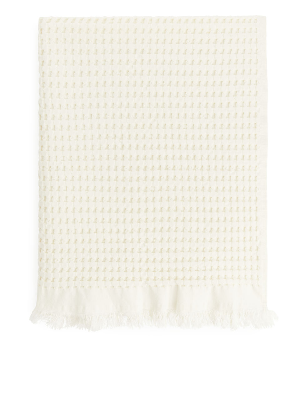 Fringed Waffle Towel 50 x 70 cm - White