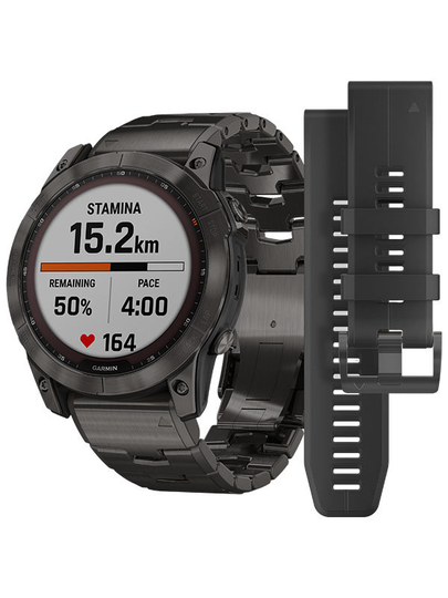 Garmin Fenix 7X Sapphire Solar - Kolgrå titan med kolgrått titanarmband