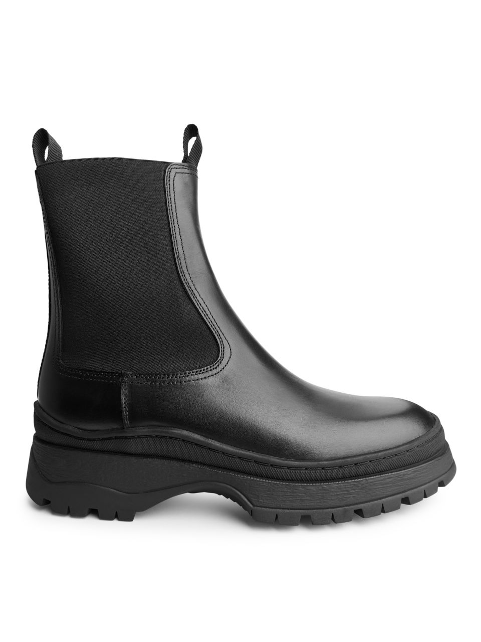 Chunky Leather Boots - Black