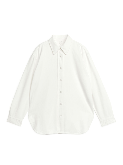 Cotton Lyocell Denim Overshirt - White