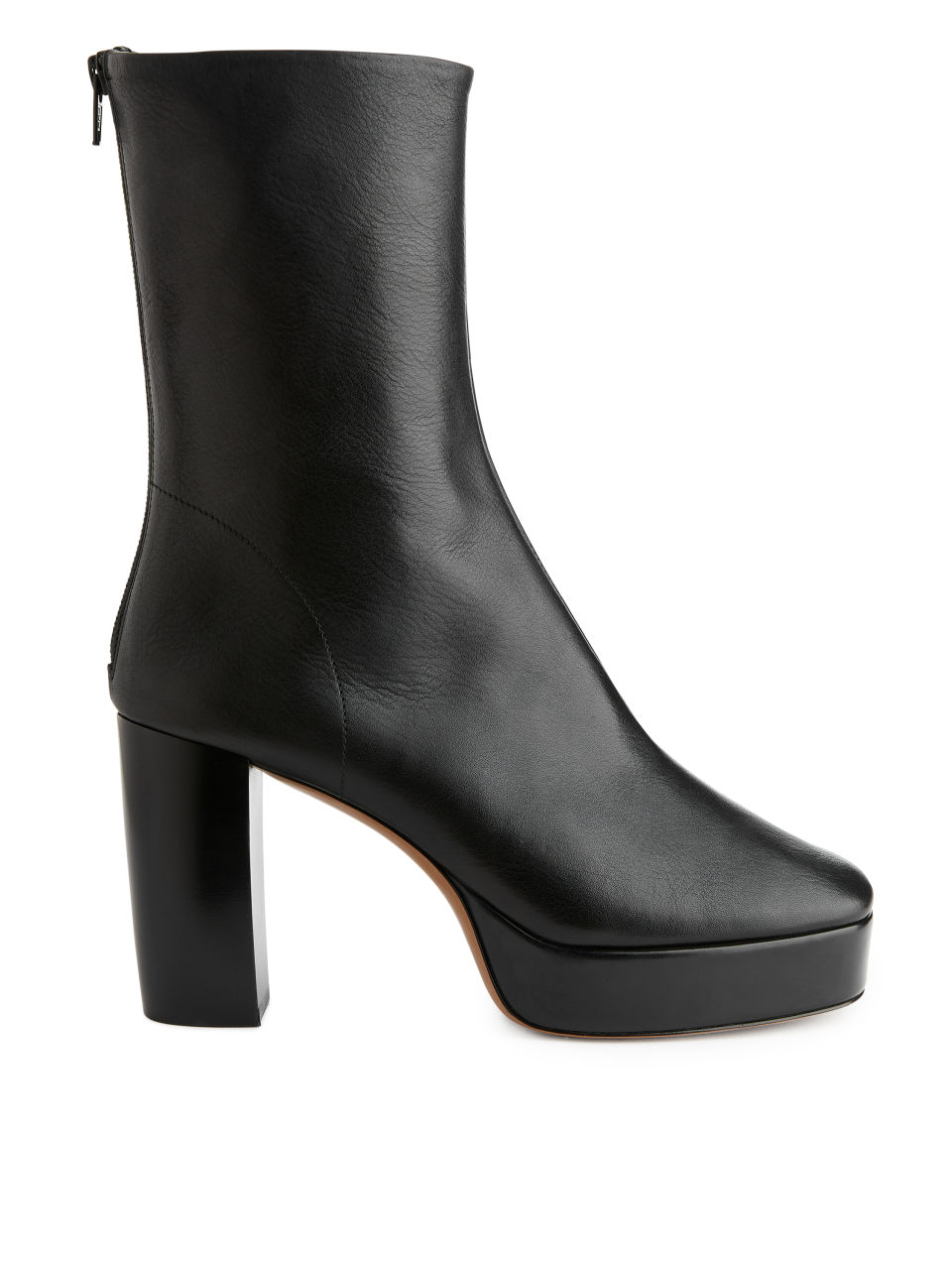 Platform Leather Boots - Black