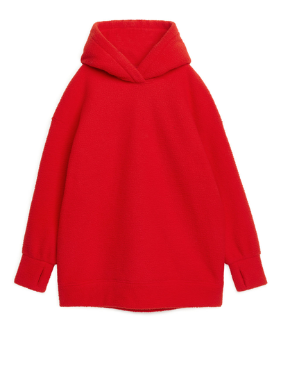 Oversized Fleece Hoodie - Red