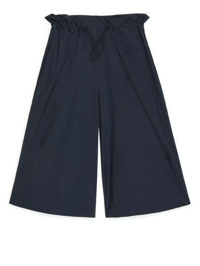 Paperbag-Waist Shorts - Blue